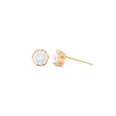 [Eden] Petite Floral Earrings in Diamond or Moissanite Earrings michelliafinejewelry