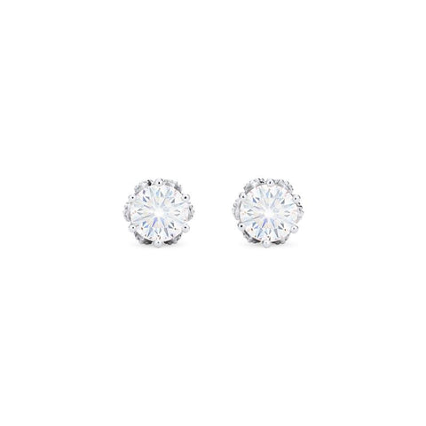 [Eden] Petite Floral Earrings in Diamond or Moissanite Earrings michelliafinejewelry