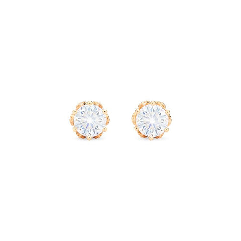 [Eden] Petite Floral Earrings in Diamond or Moissanite Earrings michelliafinejewelry