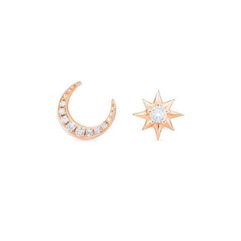 [Divina] Diamond Moon and Star Solid Gold Earrings Earrings michelliafinejewelry   