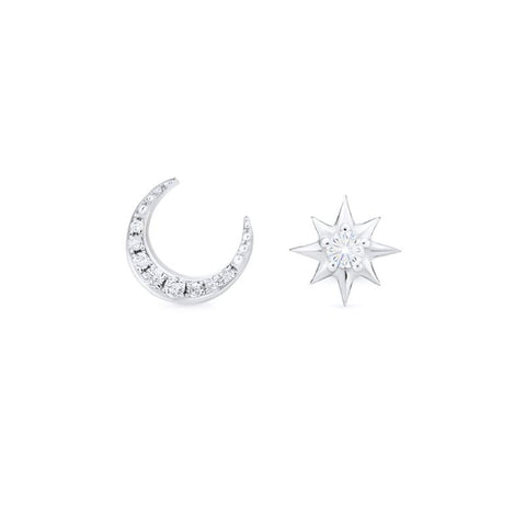 [Divina] Diamond Moon and Star Solid Gold Earrings Earrings michelliafinejewelry   
