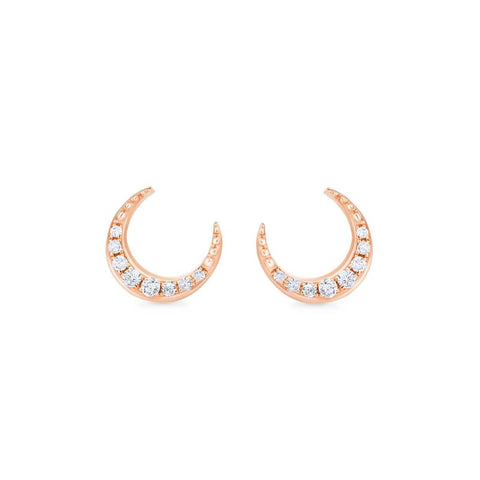 [Divina] Diamond Crescent Moon Solid Gold Earrings Earrings michelliafinejewelry