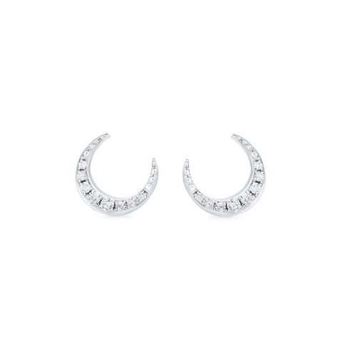[Divina] Diamond Crescent Moon Solid Gold Earrings Earrings michelliafinejewelry
