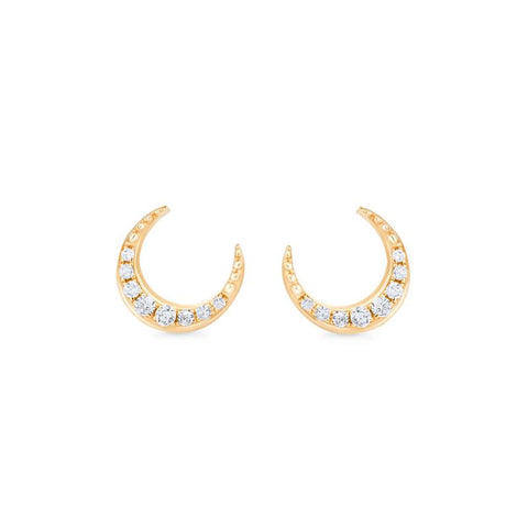 [Divina] Diamond Crescent Moon Solid Gold Earrings Earrings michelliafinejewelry
