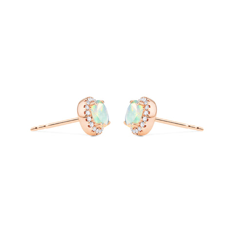 [Nova] Petite Halo Diamond Earrings in Opal Earrings michelliafinejewelry   