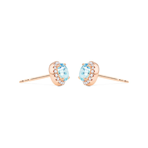 [Nova] Petite Halo Diamond Earrings in Aquamarine Earrings michelliafinejewelry   