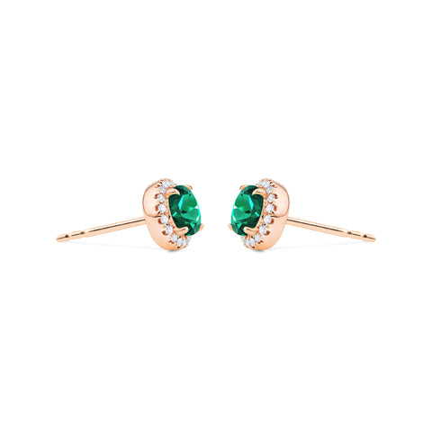 [Nova] Petite Halo Diamond Earrings in Lab Emerald Earrings michelliafinejewelry   