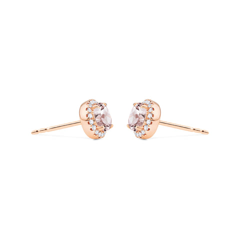 [Nova] Petite Halo Diamond Earrings in Morganite Earrings michelliafinejewelry   