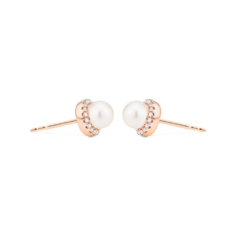 [Nova] Petite Halo Diamond Earrings in Akoya Pearl Earrings michelliafinejewelry   