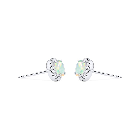 [Nova] Petite Halo Diamond Earrings in Opal Earrings michelliafinejewelry   