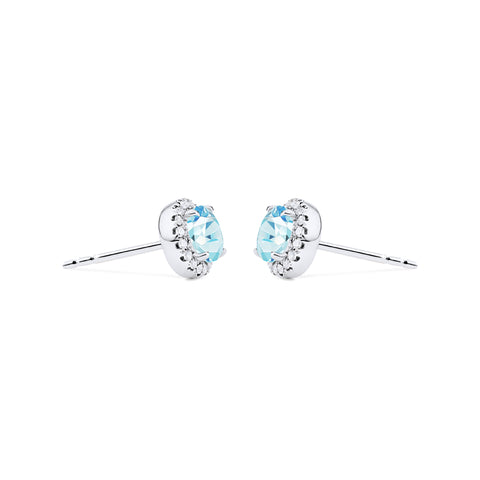 [Nova] Petite Halo Diamond Earrings in Aquamarine Earrings michelliafinejewelry   