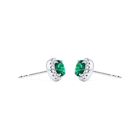 [Nova] Petite Halo Diamond Earrings in Lab Emerald Earrings michelliafinejewelry   
