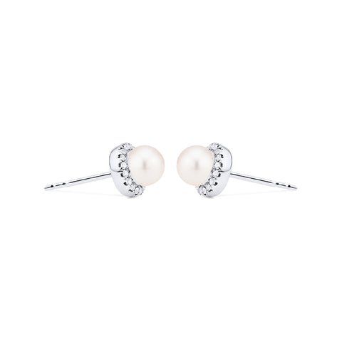 [Nova] Petite Halo Diamond Earrings in Akoya Pearl Earrings michelliafinejewelry   