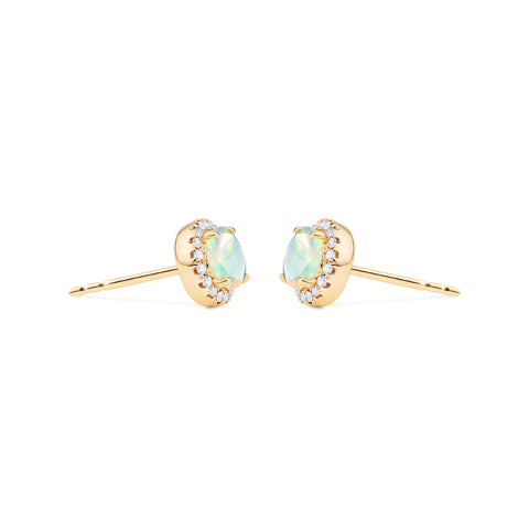 [Nova] Petite Halo Diamond Earrings in Opal Earrings michelliafinejewelry   