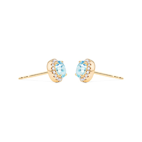[Nova] Petite Halo Diamond Earrings in Aquamarine Earrings michelliafinejewelry   