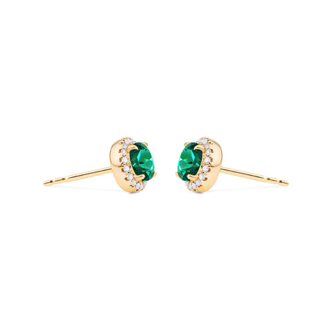 [Nova] Petite Halo Diamond Earrings in Lab Emerald Earrings michelliafinejewelry   