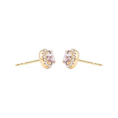 [Nova] Petite Halo Diamond Earrings in Morganite Earrings michelliafinejewelry   