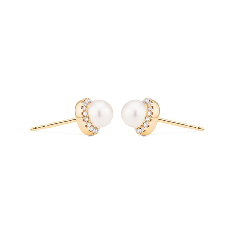[Nova] Petite Halo Diamond Earrings in Akoya Pearl Earrings michelliafinejewelry   