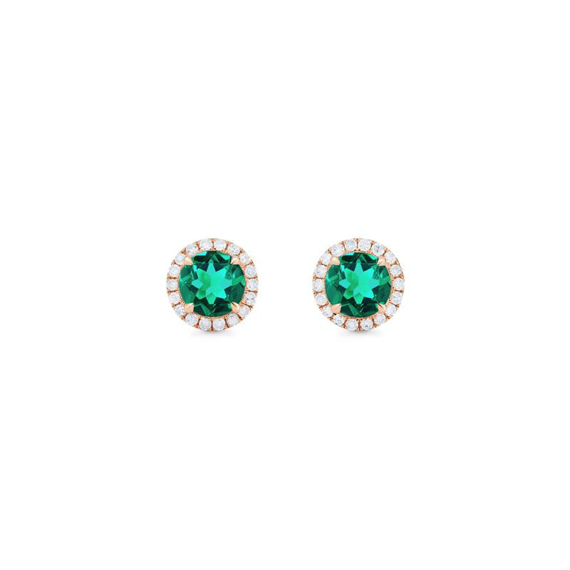 [Nova] Petite Halo Diamond Earrings in Lab Emerald Earrings michelliafinejewelry   