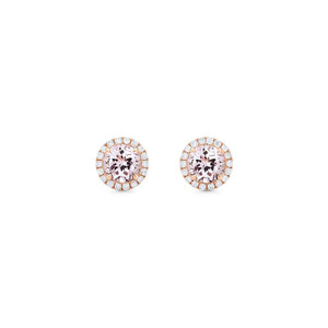[Nova] Petite Halo Diamond Earrings in Morganite Earrings michelliafinejewelry   