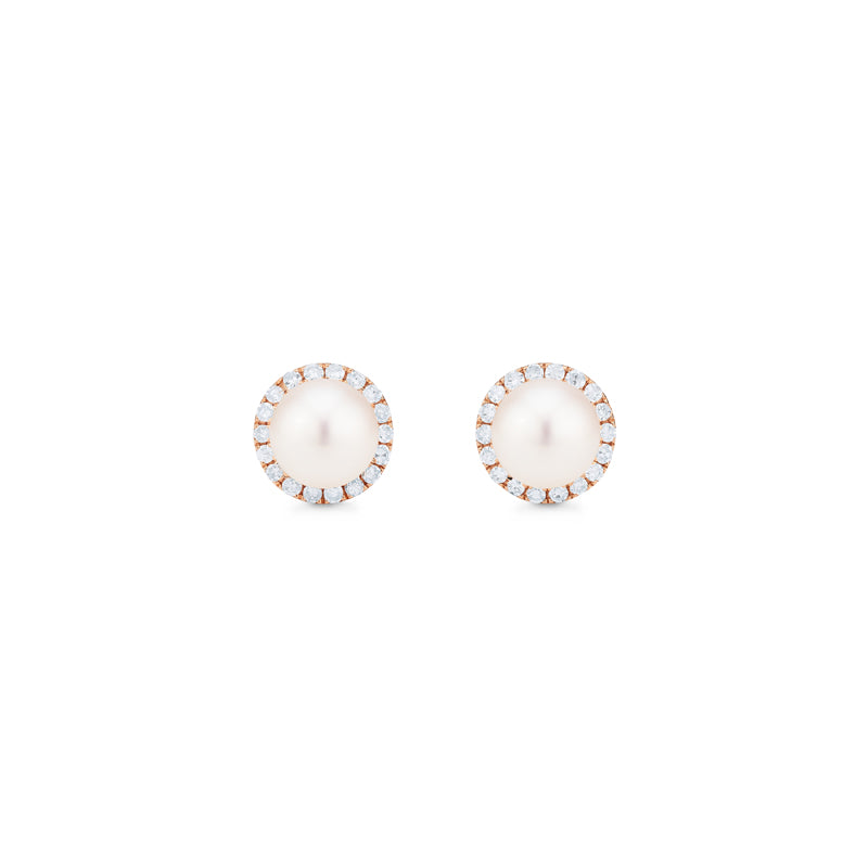 [Nova] Petite Halo Diamond Earrings in Akoya Pearl Earrings michelliafinejewelry   