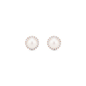 [Nova] Petite Halo Diamond Earrings in Akoya Pearl Earrings michelliafinejewelry   