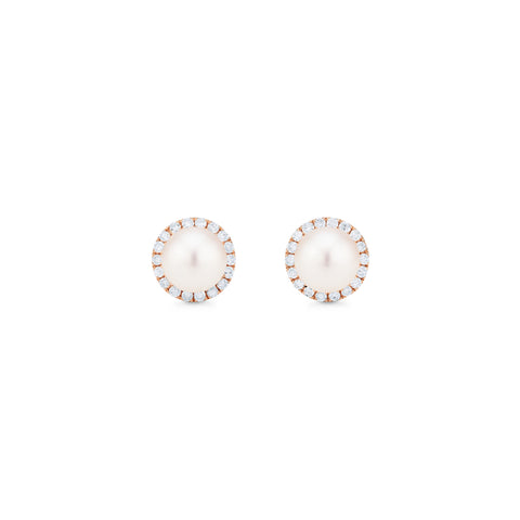 [Nova] Petite Halo Diamond Earrings in Akoya Pearl Earrings michelliafinejewelry   