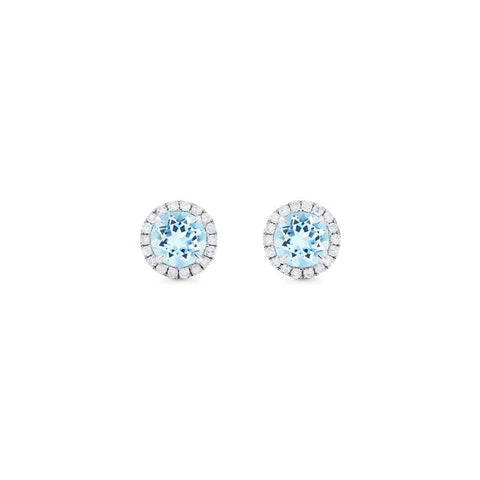 [Nova] Petite Halo Diamond Earrings in Aquamarine Earrings michelliafinejewelry   