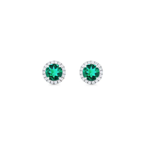 [Nova] Petite Halo Diamond Earrings in Lab Emerald Earrings michelliafinejewelry   