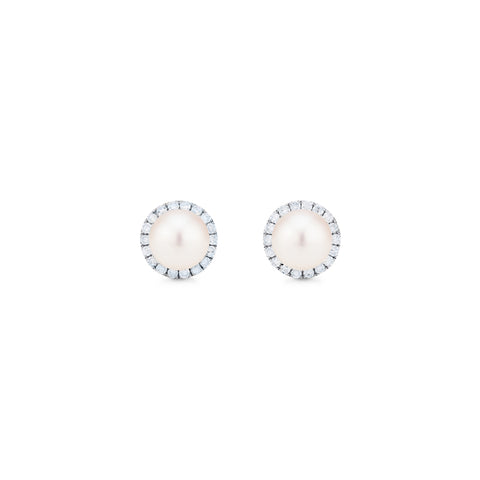 [Nova] Petite Halo Diamond Earrings in Akoya Pearl Earrings michelliafinejewelry   