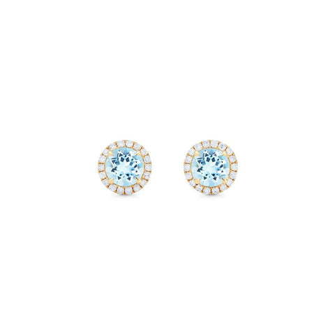 [Nova] Petite Halo Diamond Earrings in Aquamarine Earrings michelliafinejewelry   