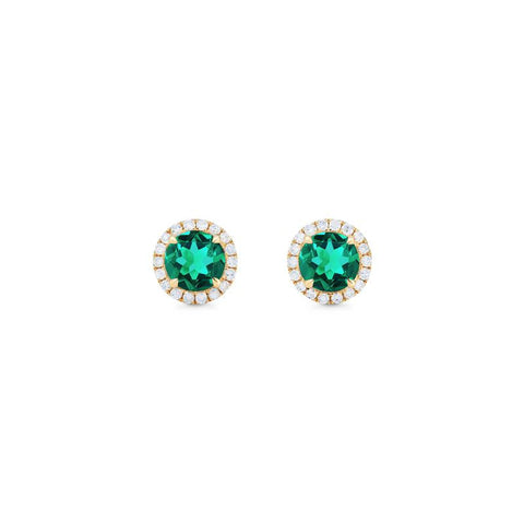 [Nova] Petite Halo Diamond Earrings in Lab Emerald Earrings michelliafinejewelry   