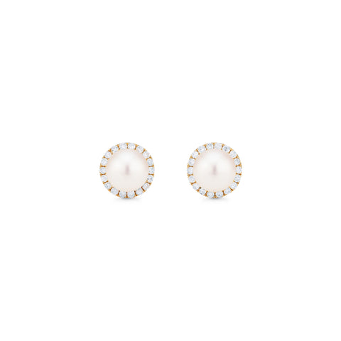[Nova] Petite Halo Diamond Earrings in Akoya Pearl Earrings michelliafinejewelry   