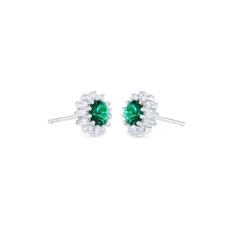 [Rosalie] Vintage Bloom Earrings in Lab Emerald Earrings michelliafinejewelry   