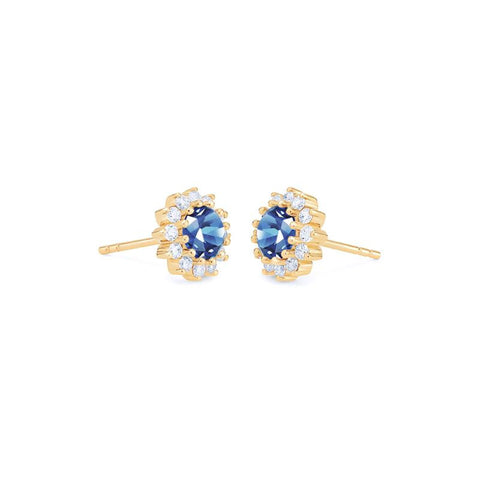 [Rosalie] Vintage Bloom Earrings in Lab Blue Sapphire Earrings michelliafinejewelry   