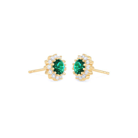 [Rosalie] Vintage Bloom Earrings in Lab Emerald Earrings michelliafinejewelry   