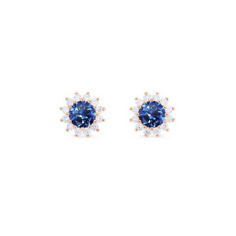 [Rosalie] Vintage Bloom Earrings in Lab Blue Sapphire Earrings michelliafinejewelry   