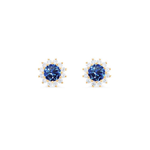 [Rosalie] Vintage Bloom Earrings in Lab Blue Sapphire Earrings michelliafinejewelry   