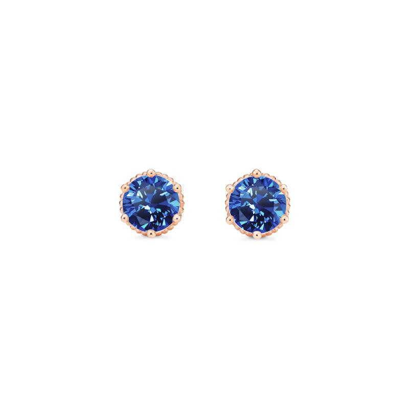 [Evelyn] Vintage Classic Crown Earrings in Lab Blue Sapphire Earrings michelliafinejewelry   