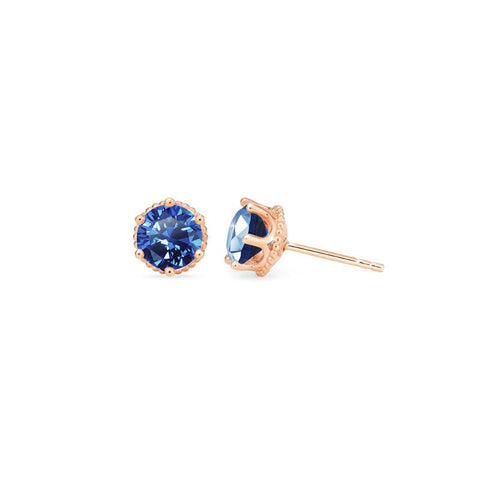 [Evelyn] Vintage Classic Crown Earrings in Lab Blue Sapphire Earrings michelliafinejewelry   