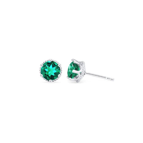 [Evelyn] Vintage Classic Crown Earrings in Lab Emerald Earrings michelliafinejewelry   