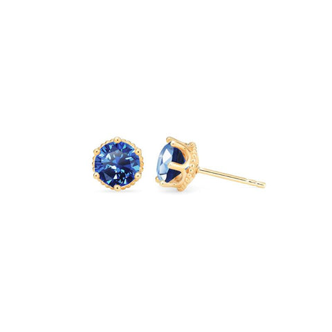 [Evelyn] Vintage Classic Crown Earrings in Lab Blue Sapphire Earrings michelliafinejewelry   
