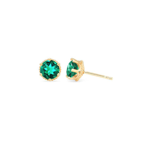 [Evelyn] Vintage Classic Crown Earrings in Lab Emerald Earrings michelliafinejewelry   