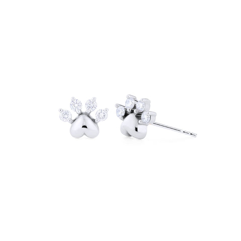 [Beans] Dog & Cat Paw Diamond Earrings Earrings michelliafinejewelry   