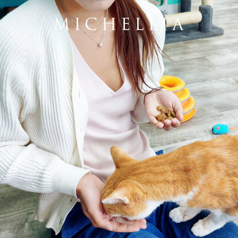 [Magic] Black Pearl and Diamond Cat Necklace Necklace michelliafinejewelry   