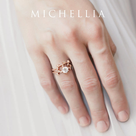 [Dahlia] Petite Floral Engagement Ring in Lab Alexandrite Women's Ring michelliafinejewelry   
