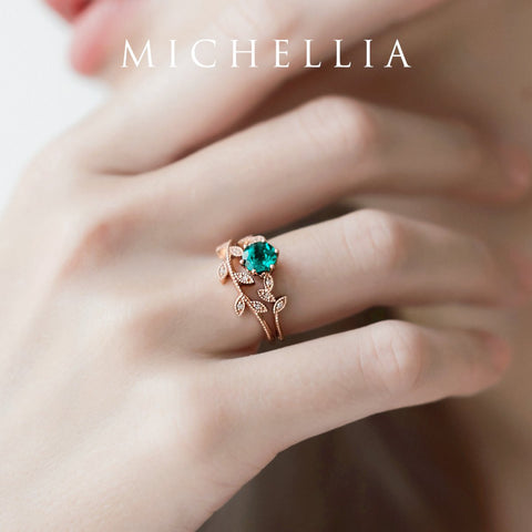 [Dahlia] Petite Floral Engagement Ring in Lab Alexandrite Women's Ring michelliafinejewelry   