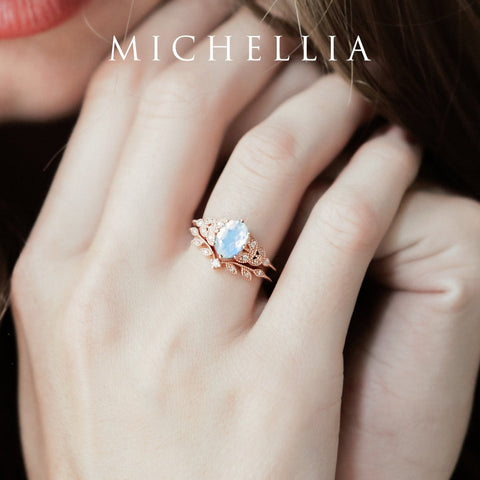 [Olivia] Classic Floral Oval Engagement Ring in Lab Alexandrite Women's Ring michelliafinejewelry