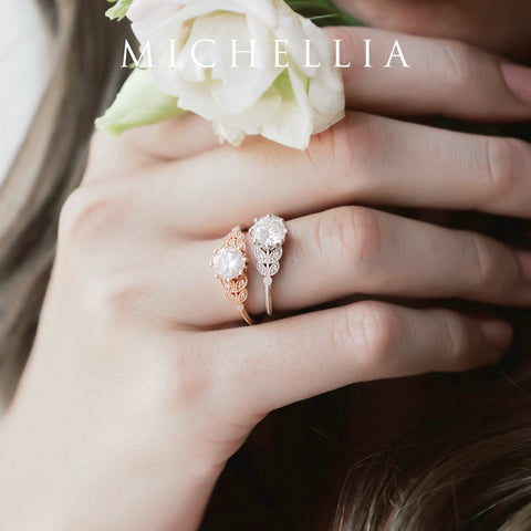 [Kerensa] Classic Floral Engagement Ring in Lab Emerald Women's Ring michelliafinejewelry