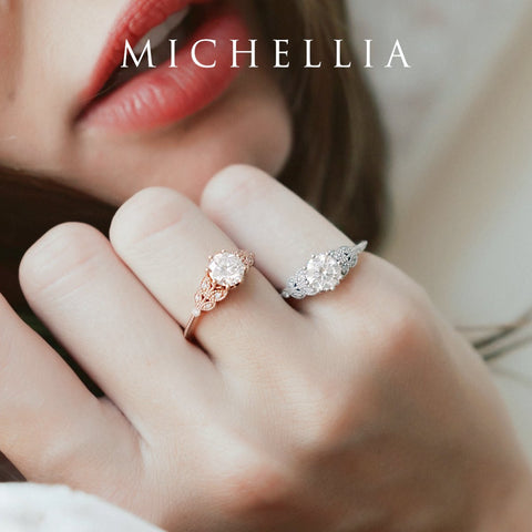 [Kerensa] Classic Floral Engagement Ring in Lab Emerald Women's Ring michelliafinejewelry